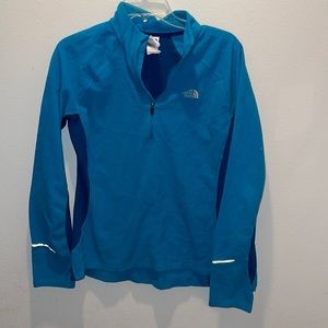 North face womens teal long sleeve fleece pullover size xl